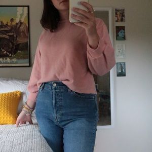 quarter length sleeve pink sweatshirt :)